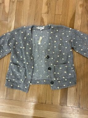 Madewell Gray Cardigan with Cream Polka Dots